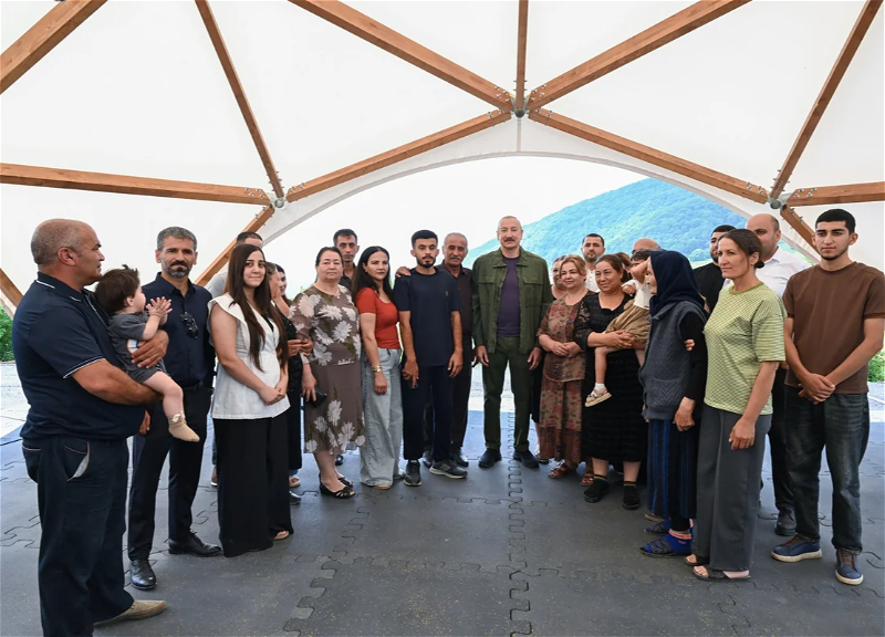 President Ilham Aliyev familiarizes himself with work done in Kichik Galaderesi village of Shusha district, meets with returning residents