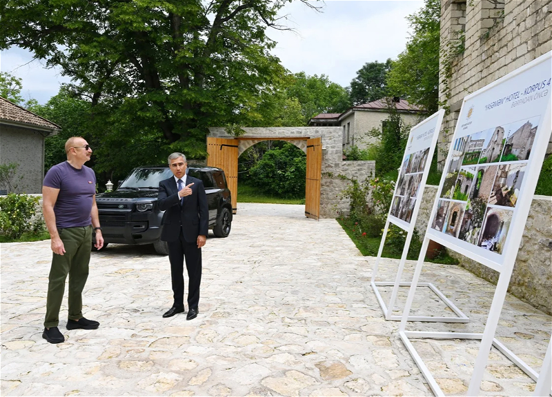 İlham Əliyev Şuşada "Yasəmən" hotelinin yeni korpusları ilə tanış olub - FOTO