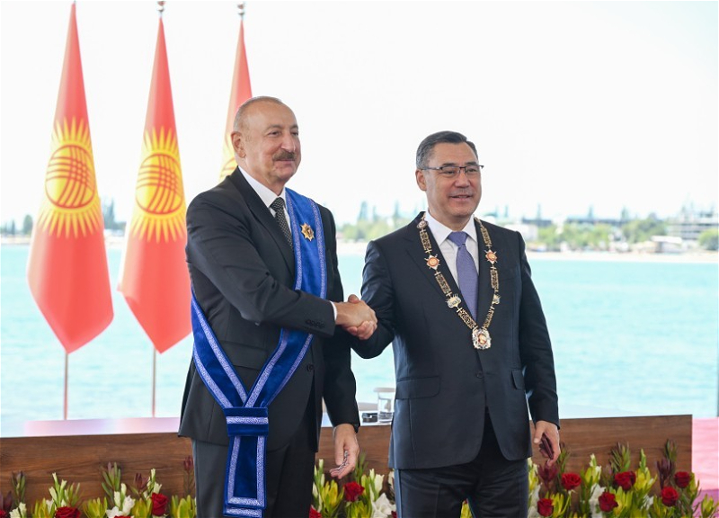 Azərbaycan və Qırğızıstan prezidentlərinin təltifolunma mərasimi keçirilib - FOTO