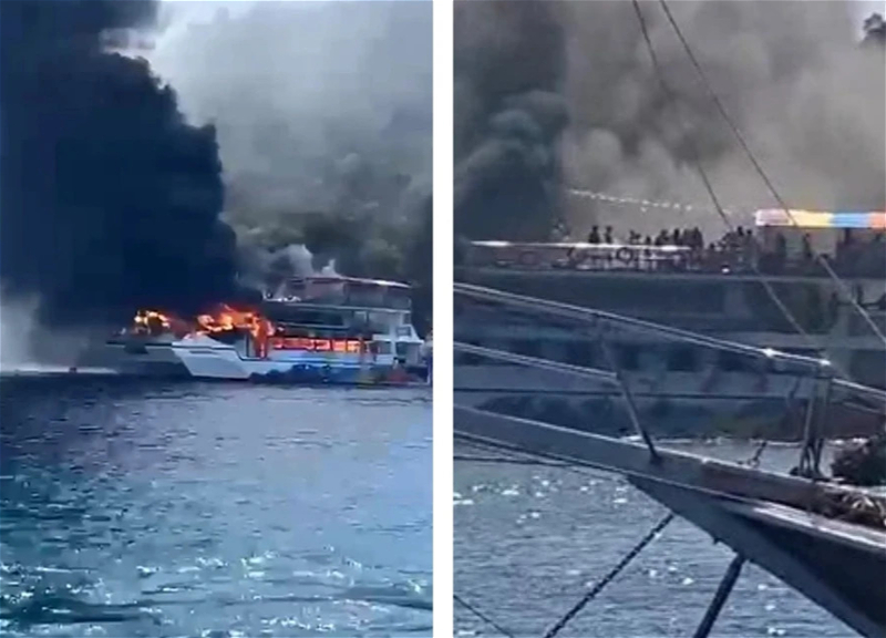 Major fire breaks out on a pleasure boat in Turkey - VIDEO