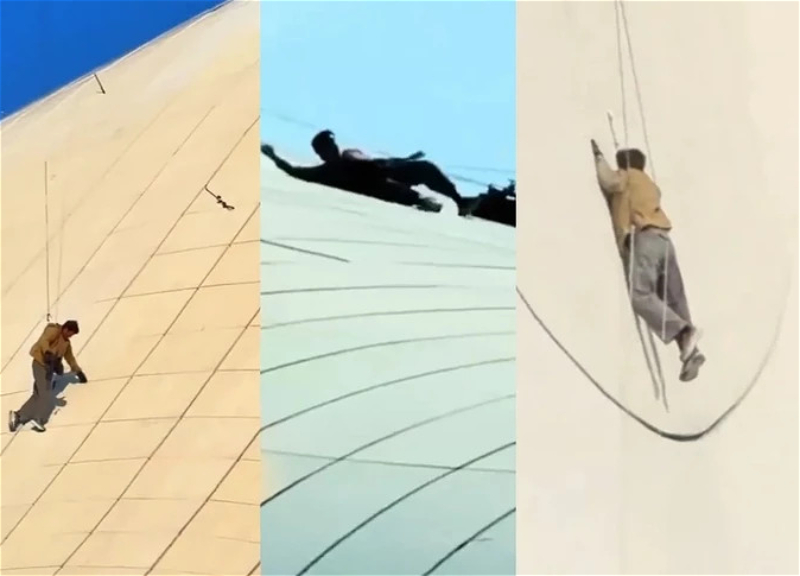 Jackie Chan performs dangerous stunts in Baku - VIDEO