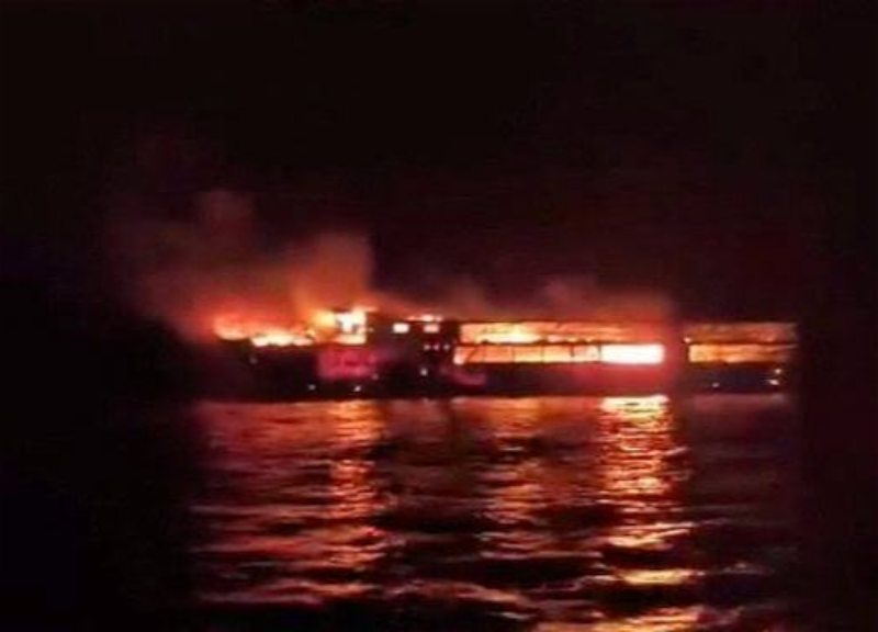 Five people killed and more than 80 missing in ferry fire off the Philippines - VIDEO