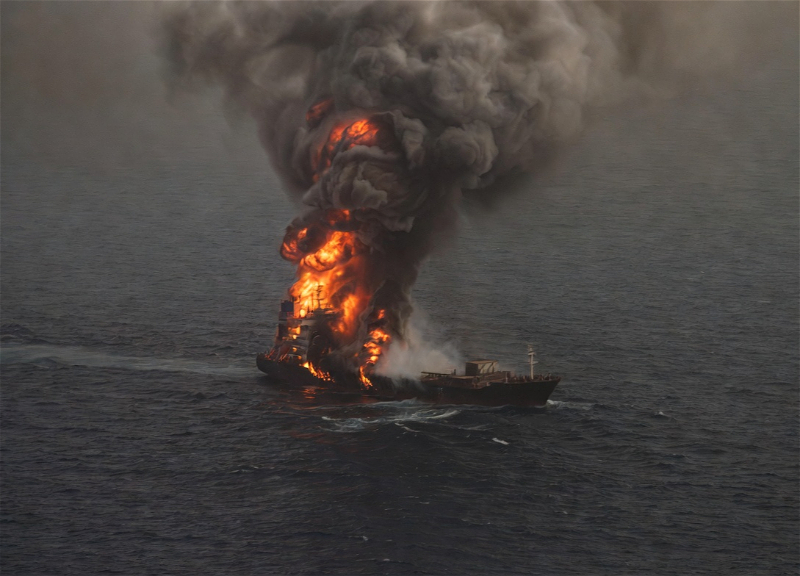 Tanker struck by a sea mine in the Strait of Hormuz