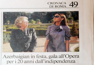 В газете «Римские хроники» опубликована статья о визите первой леди Азербайджана в Италию