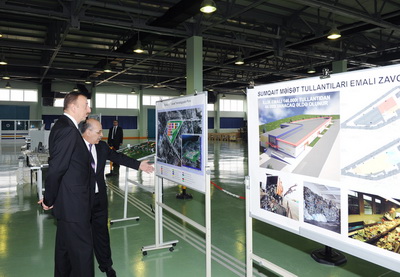 Ильхам Алиев принял участие в открытии завода «Азгюнтех» в Сумгайыте - ФОТО