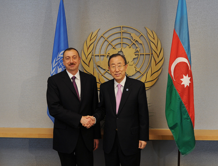Ильхам Алиев встретился в Нью-Йорке с генеральным секретарем ООН Пан Ги Муном - ФОТО
