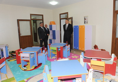 Ильхам Алиев принял участие в открытии детского сада в селе Гезбарах - ФОТО