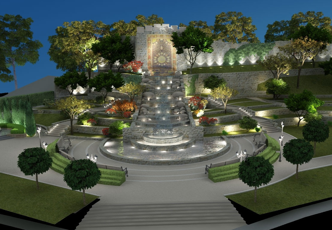 Азербайджанцы установили в Киеве фонтан в виде ковра