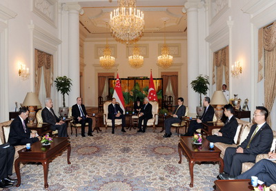 Состоялась встреча в расширенном составе президентов Азербайджана и Сингапура - ФОТО
