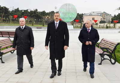 Ильхам Алиев ознакомился с условиями, созданными в новом парке в Хатаинском районе Баку - ФОТО