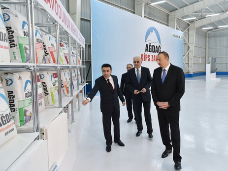 Azərbaycan Prezidenti İlham Əliyev Yeni Ağdağ gips zavodunun açılışında iştirak edib - FOTO