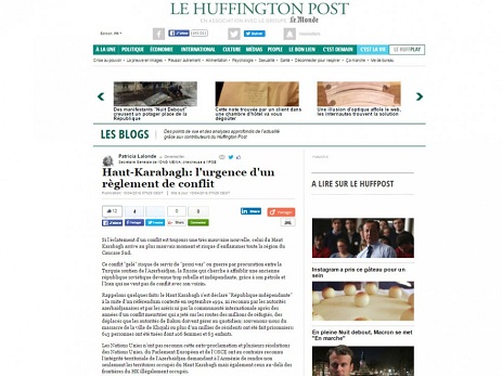 “Le Huffington Post”: Dağlıq Qarabağ Azərbaycanın qanuni ərazisidir