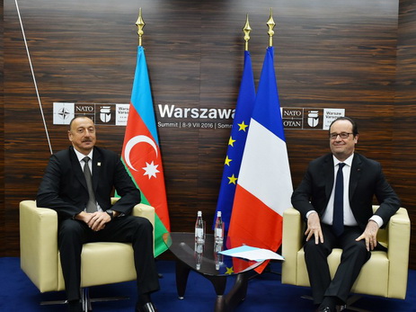 Azərbaycan Prezidenti İlham Əliyev Fransa Prezidenti Fransua Olland ilə görüşüb - FOTO