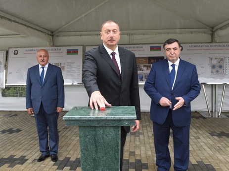 Президент Ильхам Алиев принял участие в открытии проекта по снабжению города Масаллы питьевой водой - ФОТО