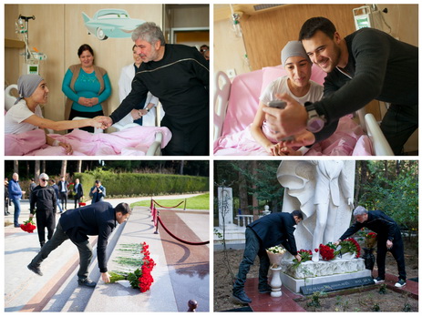 EMIN, Сосо Павлиашвили и Кети Топурия посетили Детскую клинику Национального центра онкологии и Аллею почетного захоронения - ФОТО