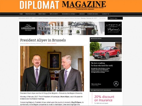 “Diplomat Magazine” jurnalı Prezident İlham Əliyevin Belçikaya səfəri zamanı keçirdiyi görüşlərdən yazıb