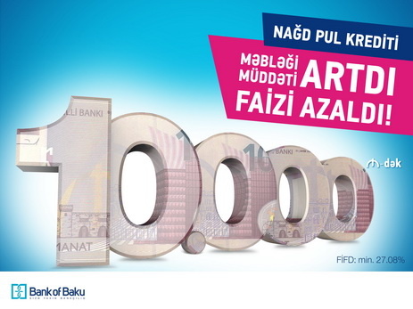 Наличный кредит до 10 000 AZN от Bank of Baku