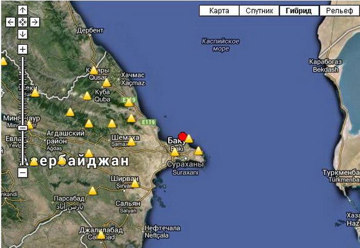 Карта азербайджана со спутника